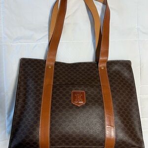 Celine Brown and Tan Patterned Tote